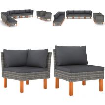 Salon de jardin 10 pcs Résine tressée et bois d'eucalyptus Gris - Salon De Jardin - Mobilier De Jardin - Set De Salon De Jardin - Meubles De Jardin