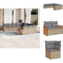 Salon de jardin 11 pcs avec coussins beige résine tressée - Salon De Jardin - Meuble De Jardin - Ensemble Salon De Jardin - Ensemble Extérieur