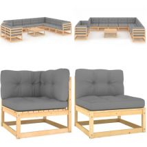 Salon de jardin 11 pcs avec coussins Bois de pin massif - Salon De Jardin - Mobilier De Jardin - Meubles De Jardin - Set De Salon De Jardin - Salon