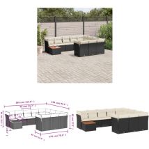 Salon de jardin 11 pcs avec coussins noir résine tressée - Ensemble Salon De Jardin - Meuble De Jardin - Meubles Extérieur - Salon De Jardin Design