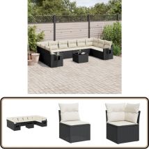 Salon de jardin 11 pcs avec coussins noir résine tressée - Ensemble Salon De Jardin - Meuble De Jardin - Salon Exterieur - Meubles De Jardin Design