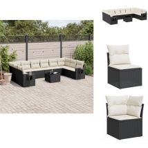 Salon de jardin 11 pcs avec coussins noir résine tressée - Ensemble Salon De Jardin - Meuble De Jardin - Salon Exterieur - Meubles De Jardin Design