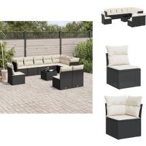 Salon de jardin 11 pcs avec coussins noir résine tressée - Ensemble Salon De Jardin - Salon De Jardin Design - Meuble De Jardin - Mobilier De Jardin