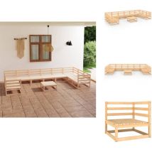 Salon de jardin 11 pcs bois de pin massif - Salon De Jardin - Mobilier De Jardin - Set De Salon De Jardin - Meubles De Jardin En Bois - Salon De