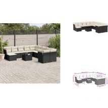 Salon de jardin 12 pcs avec coussins noir résine tressée - Ensemble Salon De Jardin - Salon De Jardin Moderne - Meuble De Jardin - Mobilier De Jardin