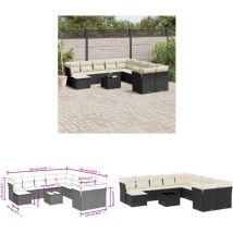 Salon de jardin 12 pcs avec coussins noir résine tressée - Ensemble Salon De Jardin - Salon De Jardin Moderne - Meuble De Jardin - Mobilier De Jardin