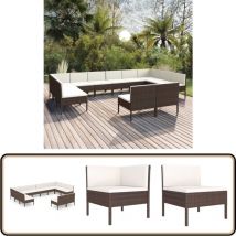 Salon de jardin 12 pcs avec coussins Résine tressée Marron - Salon De Jardin - Mobilier De Jardin - Set De Salon De Jardin - Résine Tressée