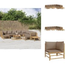 Salon de jardin 12 pcs avec coussins taupe bambou - Salon De Jardin - Mobilier De Jardin - Ensemble De Salon - Meubles De Jardin - Bambou