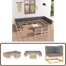 Salon de jardin 13 pcs avec coussins Bois de pin massif - Salon De Jardin - Mobilier De Jardin - Meubles De Jardin - Set De Salon De Jardin - Salon