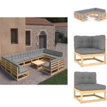 Salon de jardin 13 pcs avec coussins Bois de pin massif - Salon De Jardin - Mobilier De Jardin - Meubles De Jardin - Set De Salon De Jardin - Salon