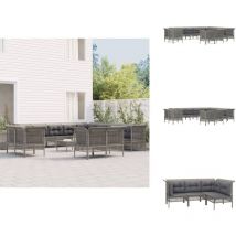 Salon de jardin 13 pcs avec coussins Gris Résine tressée - Salon De Jardin - Mobilier De Jardin - Set De Salon - Meubles De Jardin - Ensemble De Salon