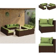 Salon de jardin 13 pcs avec coussins Résine tressée Marron - Salon De Jardin - Ensemble De Meubles De Jardin - Résine Tressée - Coussin Confortable