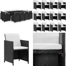 Vidaxl - Salon de jardin 13 pcs avec coussins Résine tressée Noir - Salon De Jardin - Meubles De Jardin - Set De Salon De Jardin - Ensemble Repas