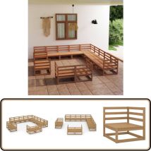 Salon de jardin 13 pcs bois de pin massif - Salon De Jardin - Mobilier De Jardin - Ensemble Salon De Jardin - Bois De Pin - Brun