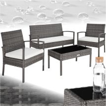 Tectake - Salon de jardin Pour 4 personnes avec Plateau en verre de sécurité avec cadres fins