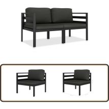Salon de jardin 2 pcs avec coussins Aluminium Anthracite - Salon De Jardin - Meubles De Jardin - Ensemble De Canapé - Canapé D'extérieur - Aluminium