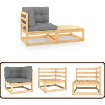 Salon de jardin 2 pcs avec coussins Bois de pin massif - Salon De Jardin - Mobilier De Jardin - Ensemble De Meubles De Jardin - Meubles En Bois
