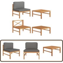 Salon de jardin 2 pcs avec coussins gris foncé Bois de teck - Meubles De Jardin - Salon De Jardin - Mobilier Extérieur - Set De Salon De Jardin