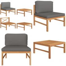 Salon de jardin 2 pcs avec coussins gris foncé Bois de teck - Meubles De Jardin - Salon De Jardin - Mobilier Extérieur - Set De Salon De Jardin
