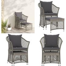 Salon de jardin 2 pcs avec coussins Gris Résine tressée - Salon De Jardin - Mobilier De Jardin - Meubles De Jardin - Ensemble De Salon - Set De Salon