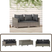 Salon de jardin 2 pcs avec coussins Gris Résine tressée - Salon De Jardin - Meuble De Jardin - Ensemble De Salon De Jardin - Résine Tressée