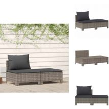 Salon de jardin 2 pcs avec coussins Gris Résine tressée - Salon De Jardin - Meuble De Jardin - Ensemble De Salon De Jardin - Résine Tressée