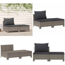Salon de jardin 2 pcs avec coussins Gris Résine tressée - Salon De Jardin - Meuble De Jardin - Ensemble De Salon De Jardin - Résine Tressée