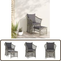 Salon de jardin 2 pcs avec coussins Gris Résine tressée - Salon De Jardin - Mobilier De Jardin - Meubles De Jardin - Ensemble De Salon - Set De Salon
