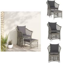 Salon de jardin 2 pcs avec coussins Gris Résine tressée - Salon De Jardin - Mobilier De Jardin - Meubles De Jardin - Ensemble De Salon - Set De Salon