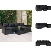Salon de jardin 2 pcs avec coussins Noir Résine tressée - Salon De Jardin - Mobilier De Jardin - Ensemble Salon - Set De Salon - Chaise Lounge