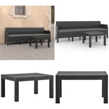Salon de jardin 2 pcs avec coussins pp Rotin Anthracite - Ensemble Salon De Jardin - Salon De Jardin Extérieur - Meuble De Jardin - Mobilier