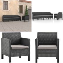Salon de jardin 2 pcs avec coussins pp Rotin Anthracite - Ensemble Salon De Jardin - Salon De Jardin Extérieur - Meuble De Jardin - Mobilier
