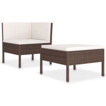 Vidaxl - Salon de jardin 2 pcs avec coussins Résine tressée Marron Brown and white