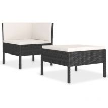 Salon de jardin 2 pcs avec coussins Résine tressée Noir Vidaxl Black and white