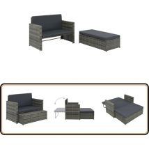 Salon de jardin 2 pcs avec coussins Résine tressée Gris - Canapé De Jardin - Salon De Jardin - Meubles De Jardin - Mobilier Extérieur - Set De Salon