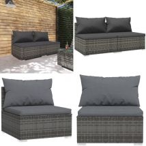 Salon de jardin 2 pcs avec coussins Résine tressée Gris - Salon De Jardin - Meuble De Jardin - Ensemble De Salon De Jardin - Mobilier De Jardin