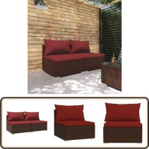 Salon de jardin 2 pcs avec coussins Résine tressée Marron - Salon De Jardin - Meuble De Jardin - Ensemble De Meubles De Jardin - Mobilier De Jardin