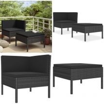 Salon de jardin 2 pcs avec coussins Résine tressée Noir - Salon De Jardin - Meubles De Jardin - Set De Salon De Jardin - Mobilier De Jardin - Résine