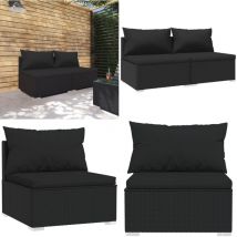 Salon de jardin 2 pcs avec coussins Résine tressée Noir - Salon De Jardin - Meuble De Jardin - Ensemble De Salon De Jardin - Mobilier De Jardin