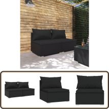 Salon de jardin 2 pcs avec coussins Résine tressée Noir - Salon De Jardin - Meuble De Jardin - Ensemble De Salon De Jardin - Mobilier De Jardin