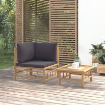 Maison Chic - Salon de jardin 2 pcs Meuble de jardin Mobilier de jardin avec coussins gris foncé bambou 57564