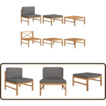 Salon de jardin 3 pcs avec coussins gris foncé Bois de teck - Salon De Jardin - Mobilier De Jardin - Set De Salon De Jardin - Meubles En Teck