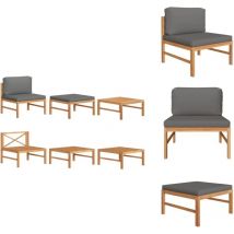 Salon de jardin 3 pcs avec coussins gris foncé Bois de teck - Salon De Jardin - Mobilier De Jardin - Set De Salon De Jardin - Meubles En Teck