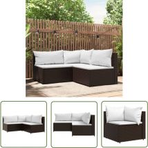 Rtgpt - The Living Store Salon de jardin 3 pcs avec coussins marron résine tressée - Salon De Jardin - Mobilier De Jardin - Canapé Extérieur