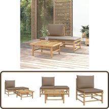 Salon de jardin 3 pcs avec coussins taupe bambou - Salon De Jardin - Mobilier De Jardin - Ensemble De Salon - Ensemble De Meubles De Jardin - Bamboo