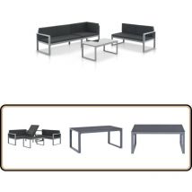 Salon de jardin 3 pcs et coussins Aluminium Noir - Salon De Jardin - Mobilier De Jardin - Meubles Extérieur - Set Salon - Canapé Aluminium