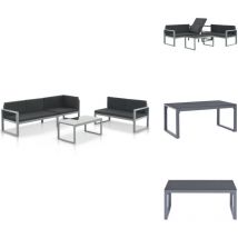 Salon de jardin 3 pcs et coussins Aluminium Noir - Salon De Jardin - Mobilier De Jardin - Meubles Extérieur - Set Salon - Canapé Aluminium