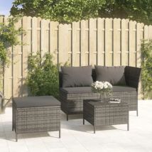 Maison Chic - Salon de jardin 3 pcs Meuble de jardin Mobilier de jardin avec coussins Gris Résine tressée 43303
