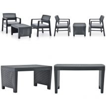 Salon de jardin 3 pcs Plastique Anthracite - Meubles De Jardin - Salon De Jardin - Meubles D'extérieur - Set De Jardin - Table De Jardin - Home &