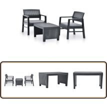 Salon de jardin 3 pcs Plastique Anthracite - Meubles De Jardin - Salon De Jardin - Meubles D'extérieur - Set De Jardin - Table De Jardin